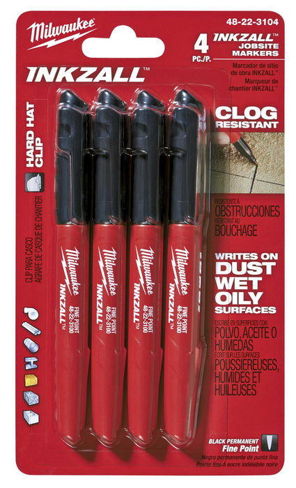 Inkzall Marker Pen Fine Tip Black (Pkt 4)