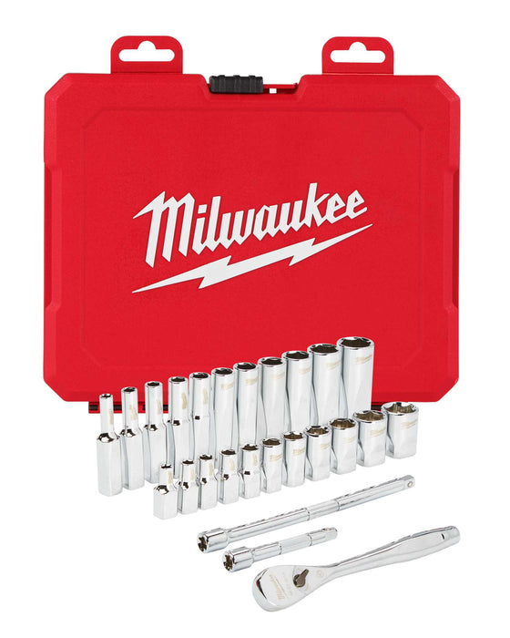 Ratchet & Socket Set 1/4in Drive 26pc