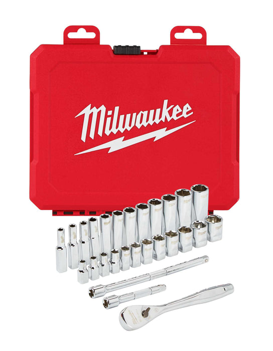 Ratchet & Socket Set 1/4in Drive 28pc - Metric