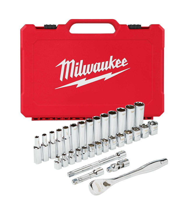 Ratchet & Socket Set 3/8in Drive 32pc- Metric