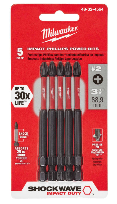 Shockwave Power Bit Phillips No.2 3-1/2in 89mm (Pkt5)