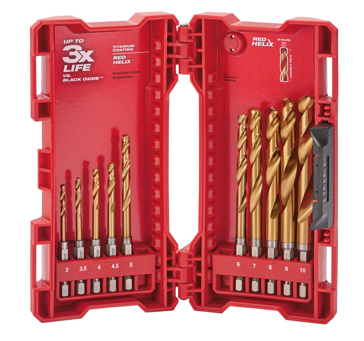 Shockwave Red Helix Drill Bit Titanium 10Pc Set
