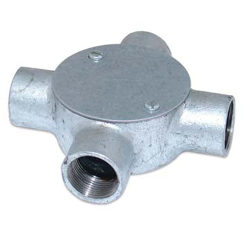 Conduit Box 25mm 4Way RD Galv with Lid
