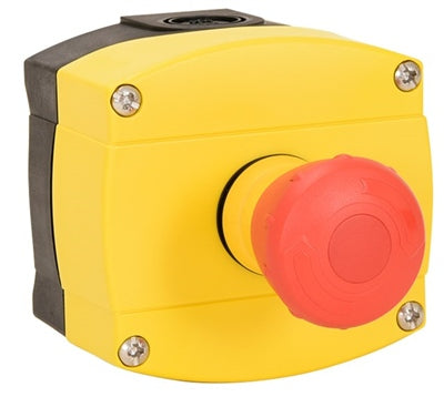 800F Emergency Stop Station Twist 22.5mm Plastic 2N/C Yellow