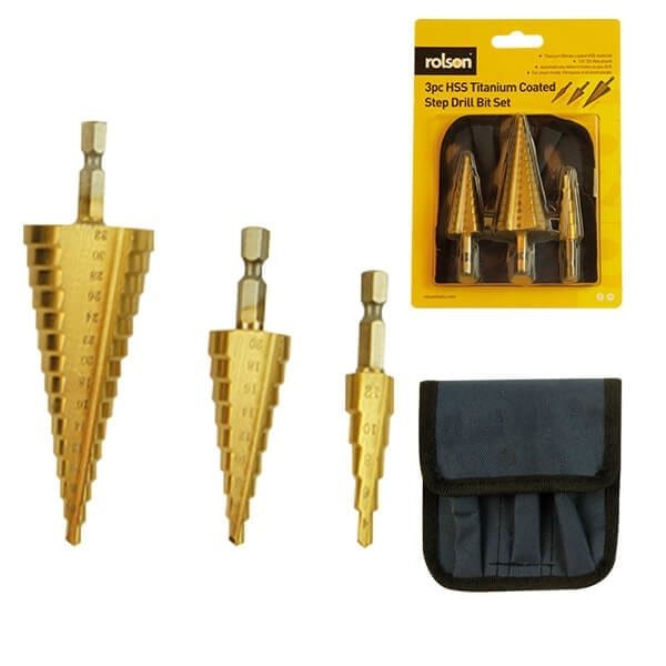 Rolson Drill Set Titanium Step 3-Piece
