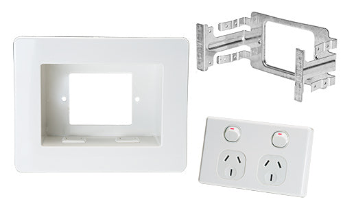 Recessed Wall Box with Switched Socket White