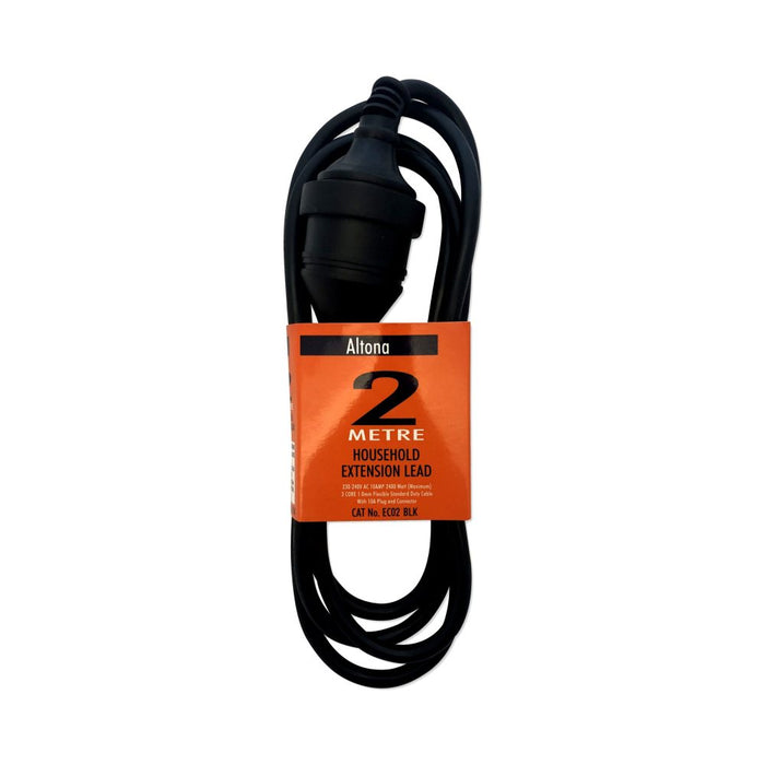 Extension Lead 2m Light Duty Black