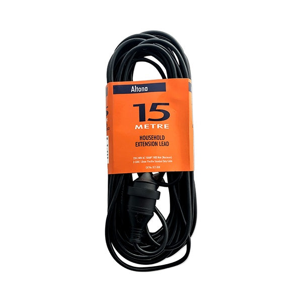 Extension Lead 15m Light Duty Black