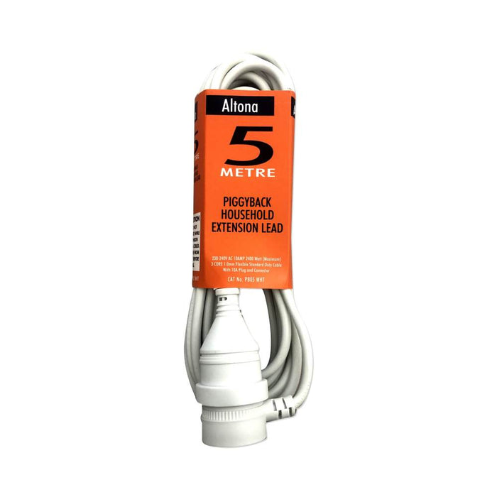 Piggy Back Extn Lead 10A 5m White