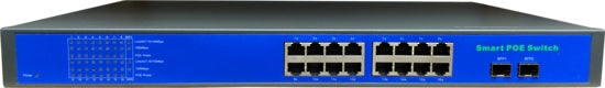 PoE Switch 16x Port 100/1000Mbps Active 16+2 Full Gigabit