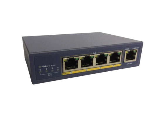 PoE Switch 4x Port 10/100Mbs Active 4+1 Switch External