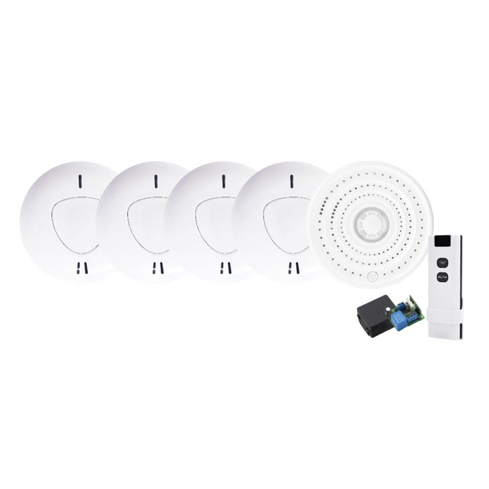 EliteControl Smoke Alarm Kit 4x Smoke 1xHeat Receiver Remote