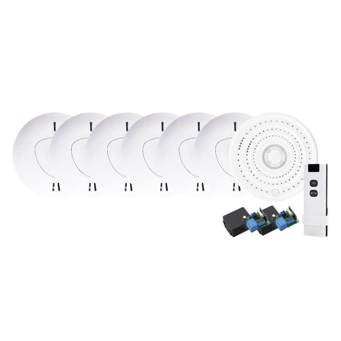 EliteControl Smoke Alarm Kit 6x Smoke 1xHeat Receiver Remote