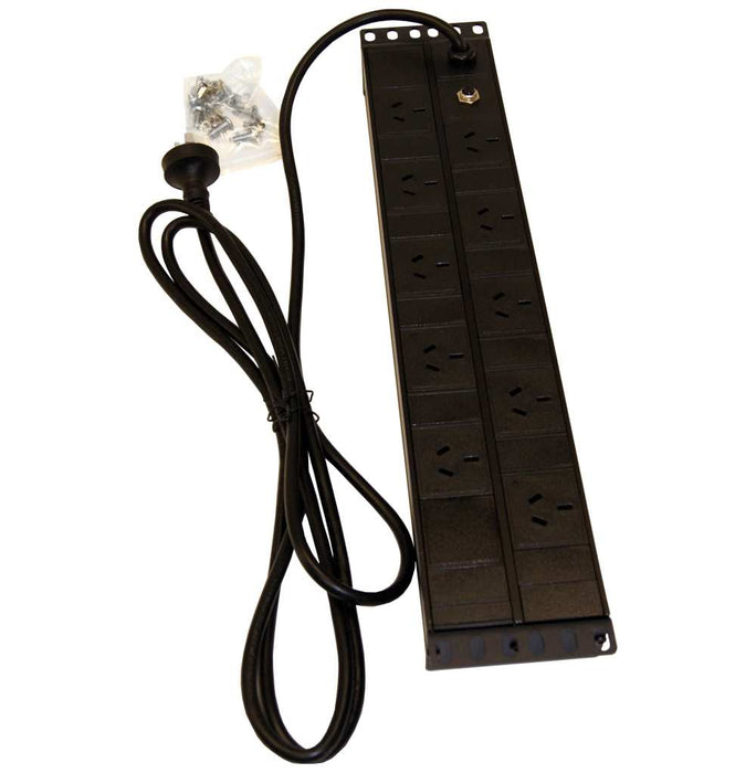 Ausrack Power Rail Horiz 10x 10A O/Let 10A Plug O/L