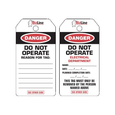 Danger Lockout Tag Electrical Department (Pkt5)