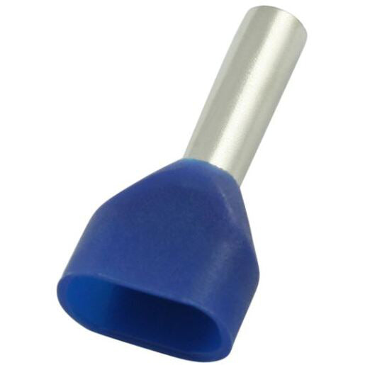 Bootlace Pin Twin 2x2.5mm2 Blue (Pkt 100)