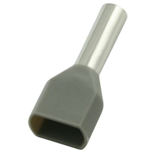 Bootlace Pin Twin 2x4mm2 Grey (Pkt 50)