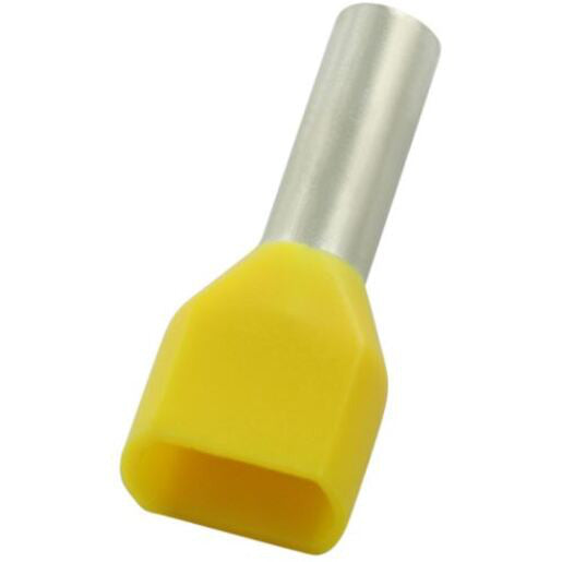 Bootlace Pin Twin 2x6mm2 Yellow (Pkt 25)