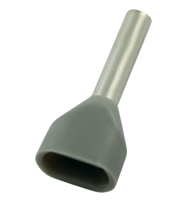 Bootlace Pin Twin 2x0.75mm2 Grey (Pkt 100)