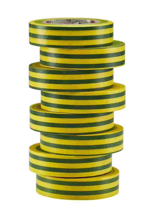 PVC Ins Tape 19mm x 0.15mm Green/Yellow 20m (Pkt8)