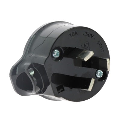 Plug Top Side Entry 10A 3Pin Black