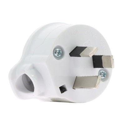 Plug Top Side Entry 10A 3Pin White