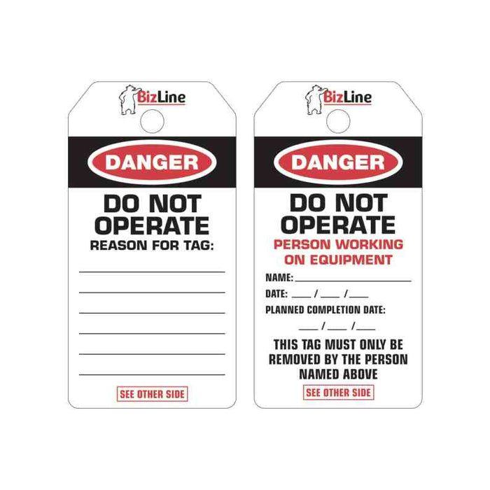 Danger Lockout Tag Person Working On Equipment(Pkt5)