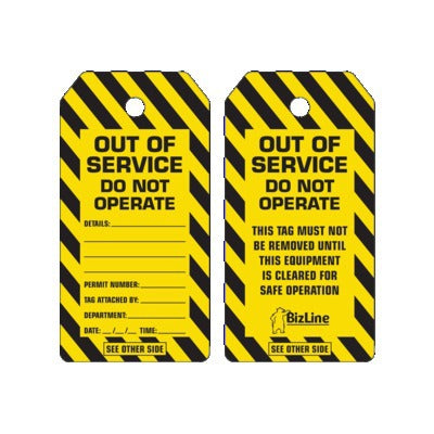 Lockout Tag Out of Service Do Not Operate (Pkt5)