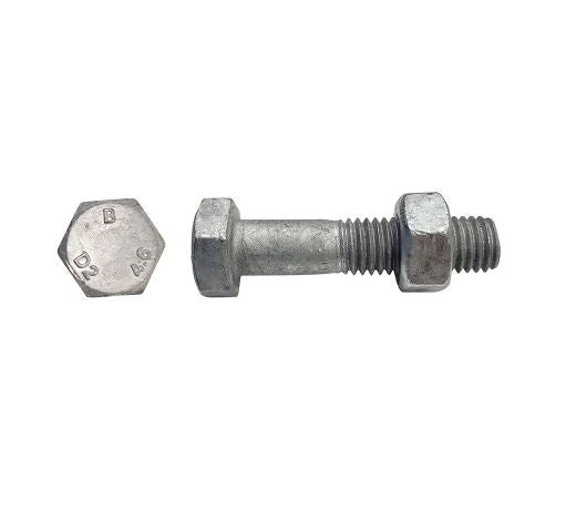 Bolt & Nut Hex M10 x 130mm Mild Steel 4.6 Galv