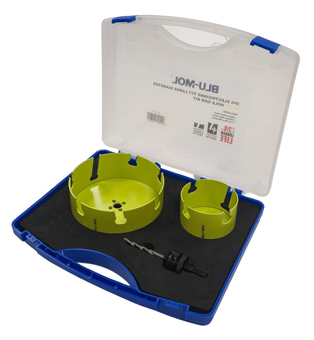 Electricians TCT Large Diameter 159mm & 92mm 3pc Holesaw Kit