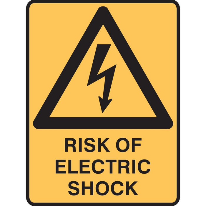 Warning Sign Risk of Electric Shock 90x125mm (Pkt5)