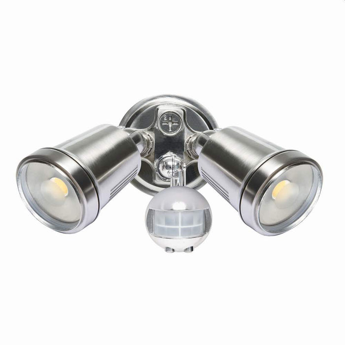 Hunter-III Floodlight Twin LED & Sensor Satin Nickel
