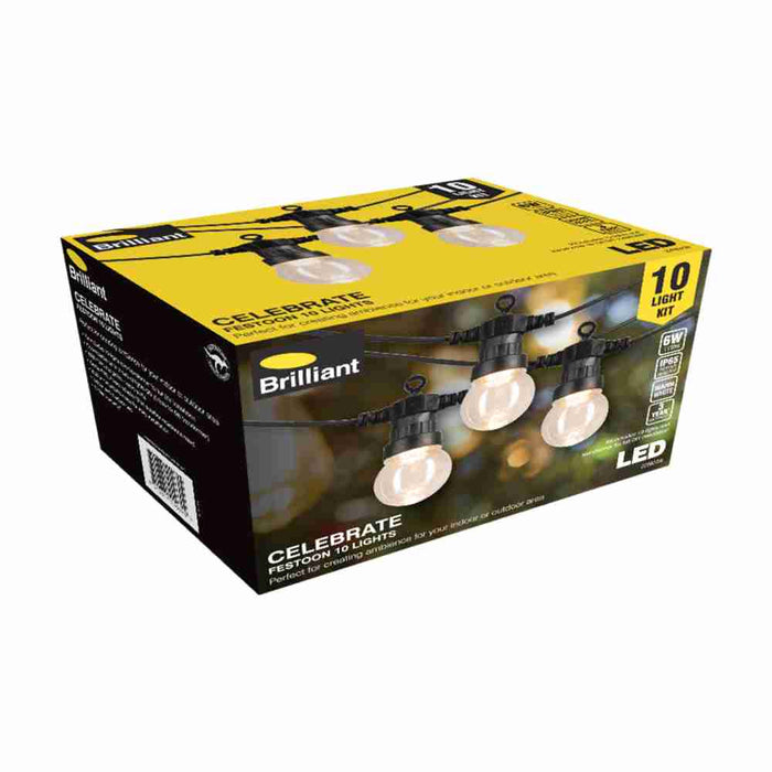 Celebrate Festoon Light Warm White Black (10Pack)