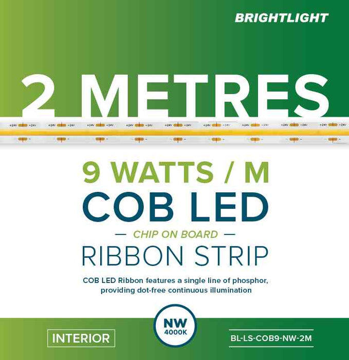 COB LED Ribbon 9W 24V 4000K Light Indoor Use Only 2m Pack
