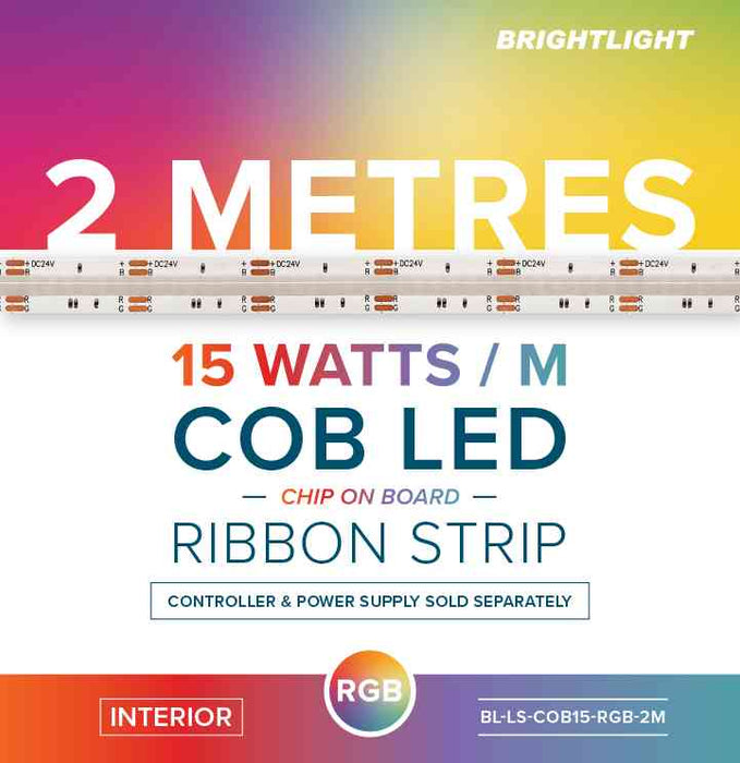 COB LED Ribbon 15W 24V RGB Light Indoor Use Only 2m Pack