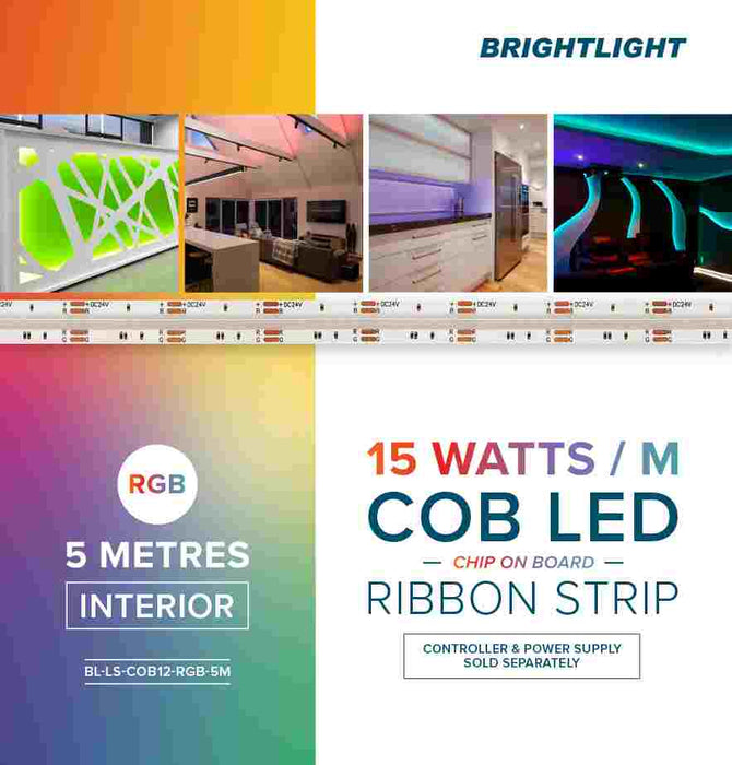 COB LED Ribbon 15W 24V RGB Light Indoor Use Only 5m Pack