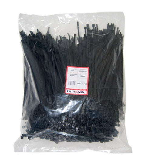 Cable Tie 250mm x 4.8mm Black (Bag 1000)