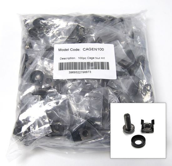 Cage Nut and Screw 3pc Black (Bag 100)