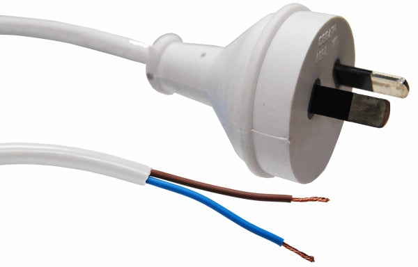 Cord Set 2m White 0.75mm 2c PVC Flex 2Pin