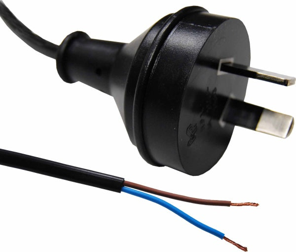 Cord Set 2m Black 0.75mm 2c PVC Flex 2Pin