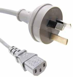 Power Cord 1.5m White 3Pin Plug to IEC Female Connector