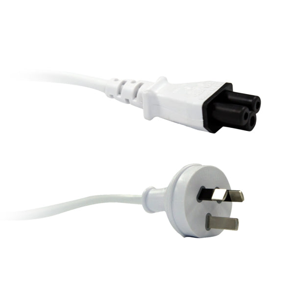 Power Cord 2m 3Pin Clover Shaped White