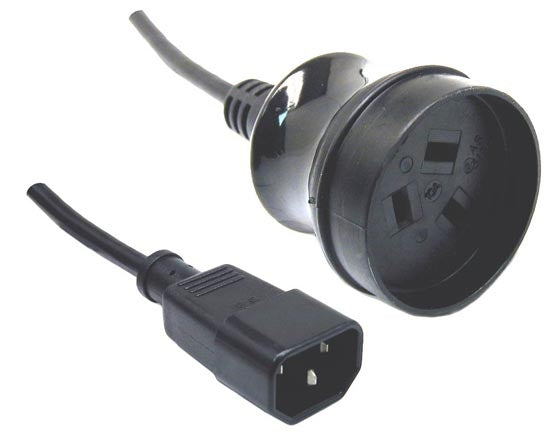 Power Cord 2m 3Pin Socket to IEC Male Connector