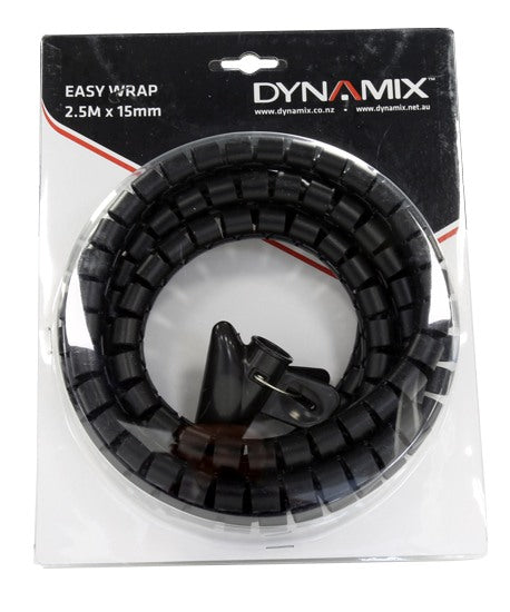 Easy Wrap 15mm x 2.5m Cable Tidy Black