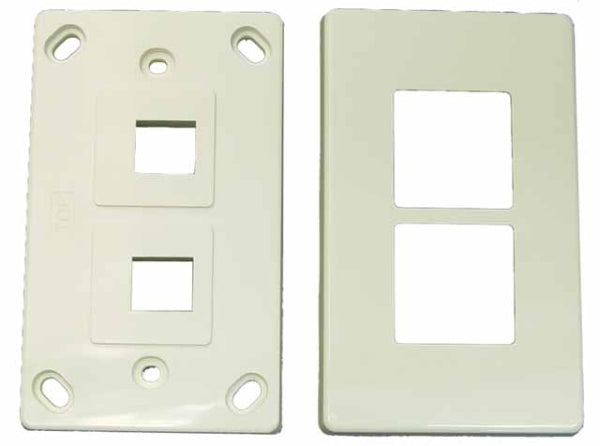 Face Plate Dual Port RJ45 Keystone 2 Piece Horizontal