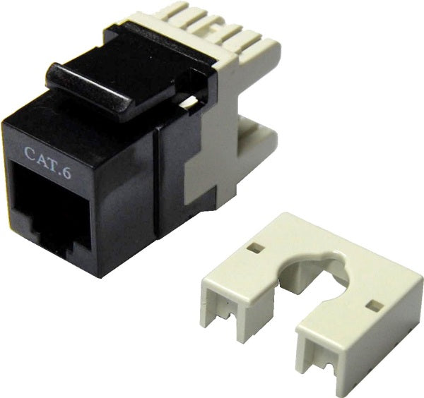 Keystone Jack RJ45 Cat6 180Deg for 110 Faceplate Black