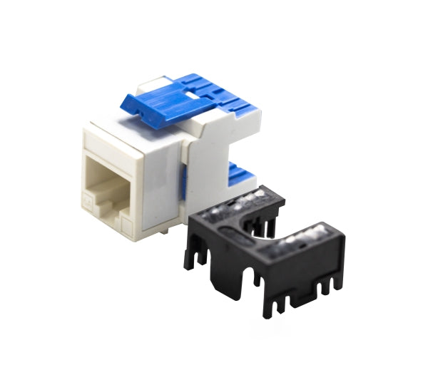 Keystone Jack RJ45 Cat6A 180Deg Unshielded Dual IDC White