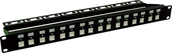 Patch Panel 19in 16Port Shuttered Unloaded