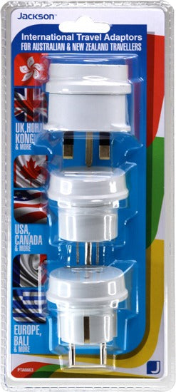 Jackson Travel Adaptor Multi Pack NZ to US UK Europe