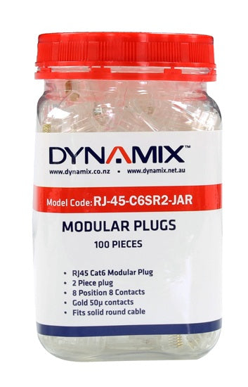 Plug RJ-45 Cat6 8P8C 2 Piece (Round Solid) (Jar 100)